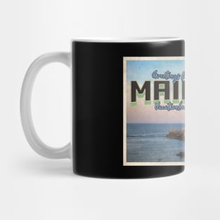 Greetings from Maine - Vintage Travel Postcard Design Mug